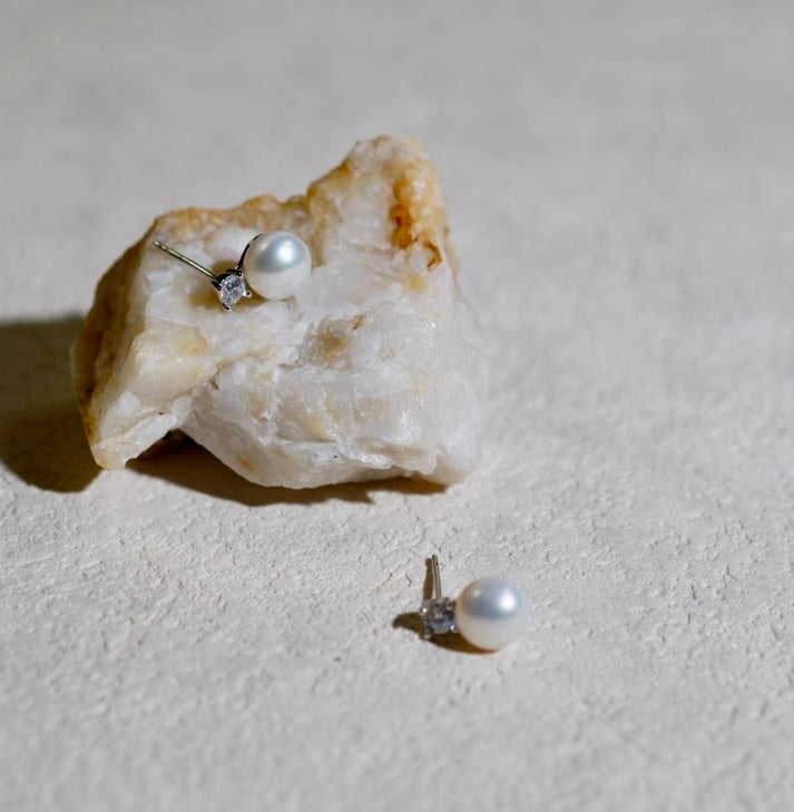 Glistening Pearl Stud Earrings